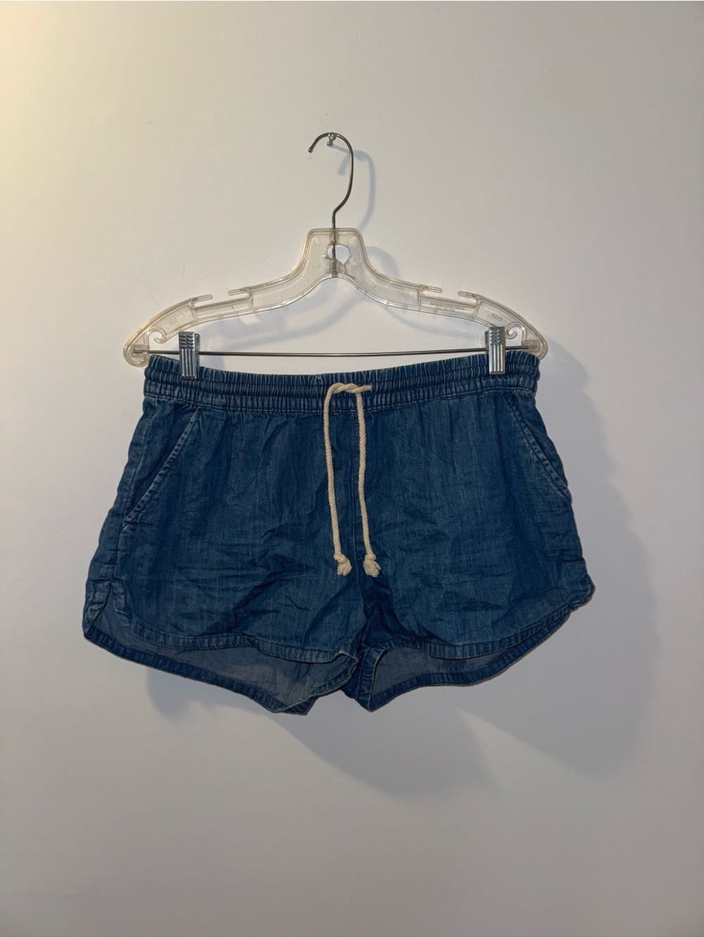 aerie Navy Drawstring High-Waist Denim Shorts